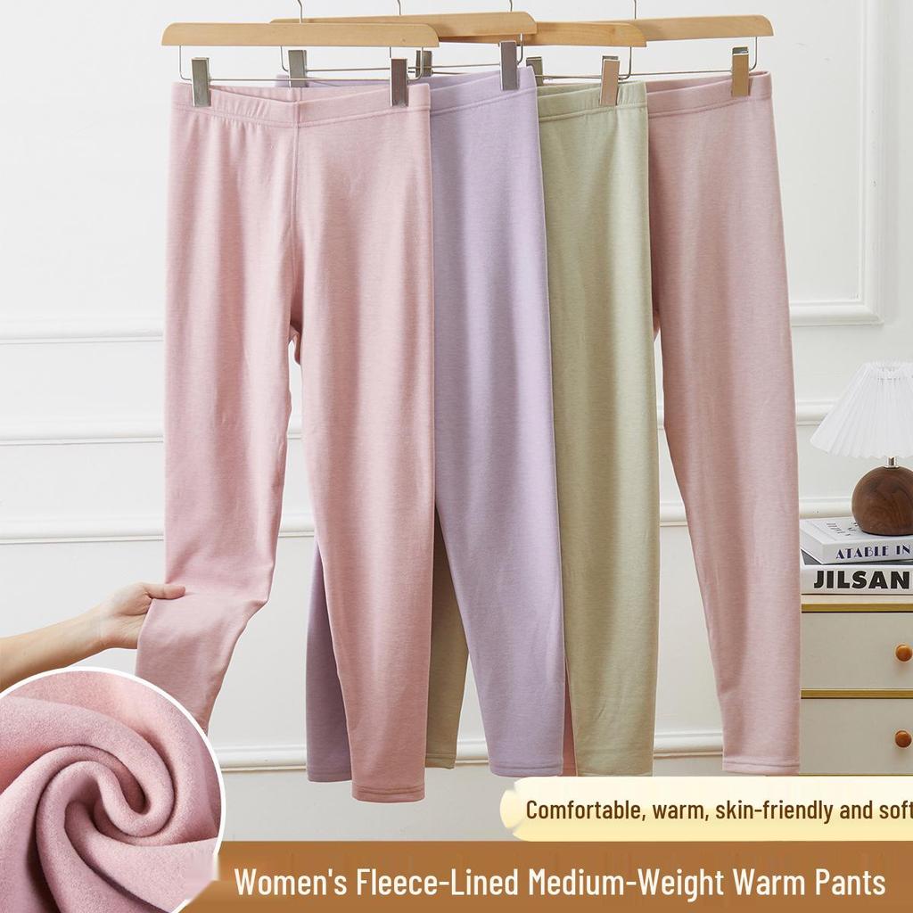 Women's Plus Size Quick-Warming Thermal Leggings - Autumn/Winter Cotton Fleece, Thickened, Heat-Generating, and Warm Line Design