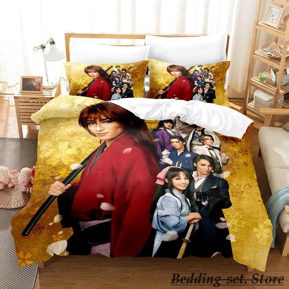 Rurouni Kenshin Bedding Set Single Twin Full Queen King Size Bed Set Adult Kid Bedroom Duvetcover Sets Anime Parure De Lit Bed