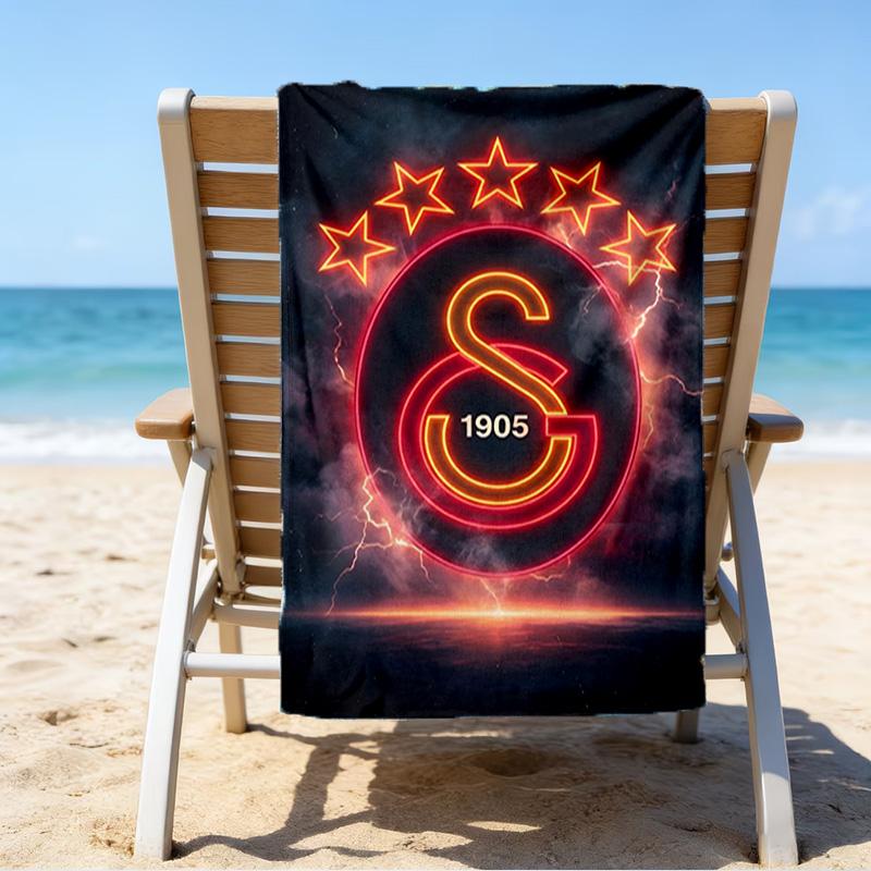 Asciugamano da Spiaggia in Microfibra con Stemma del Galatasaray Football Club, Leggero e Asciugatura Rapida, per Viaggi Estivi, Essenziale da Spiaggia, Piscina all'Aperto