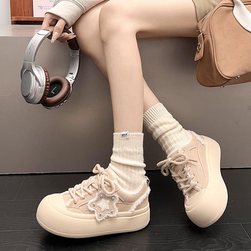 Maillard ugly cute big head shoes new 2025 popular women's winter cute bread shoes niche retro versatile board shoes