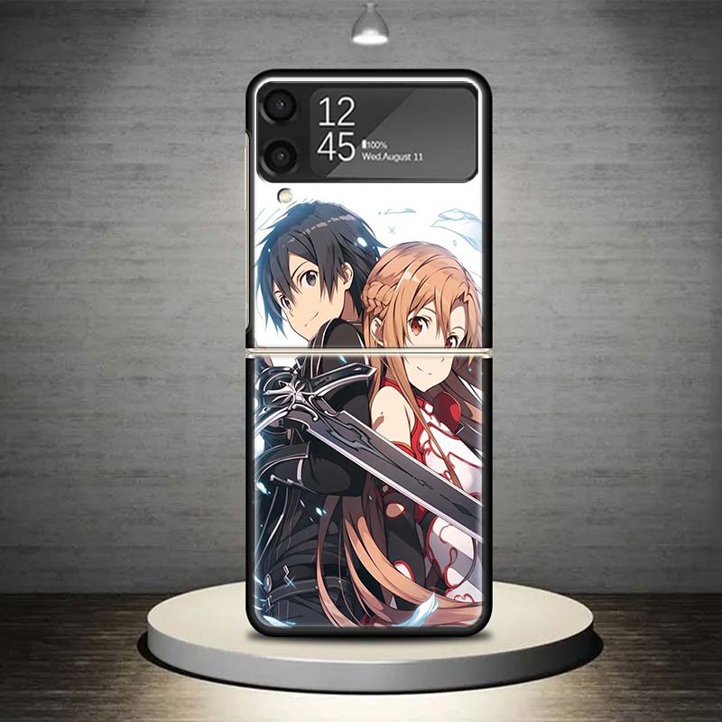 Anime Sword Art Online SAO Phone Case For Samsung Galaxy Z Flip 7 6 5 4 3 5G Shockproof Cover Z Flip7 Flip6 ZFlip5 Flip3 Flip4 L