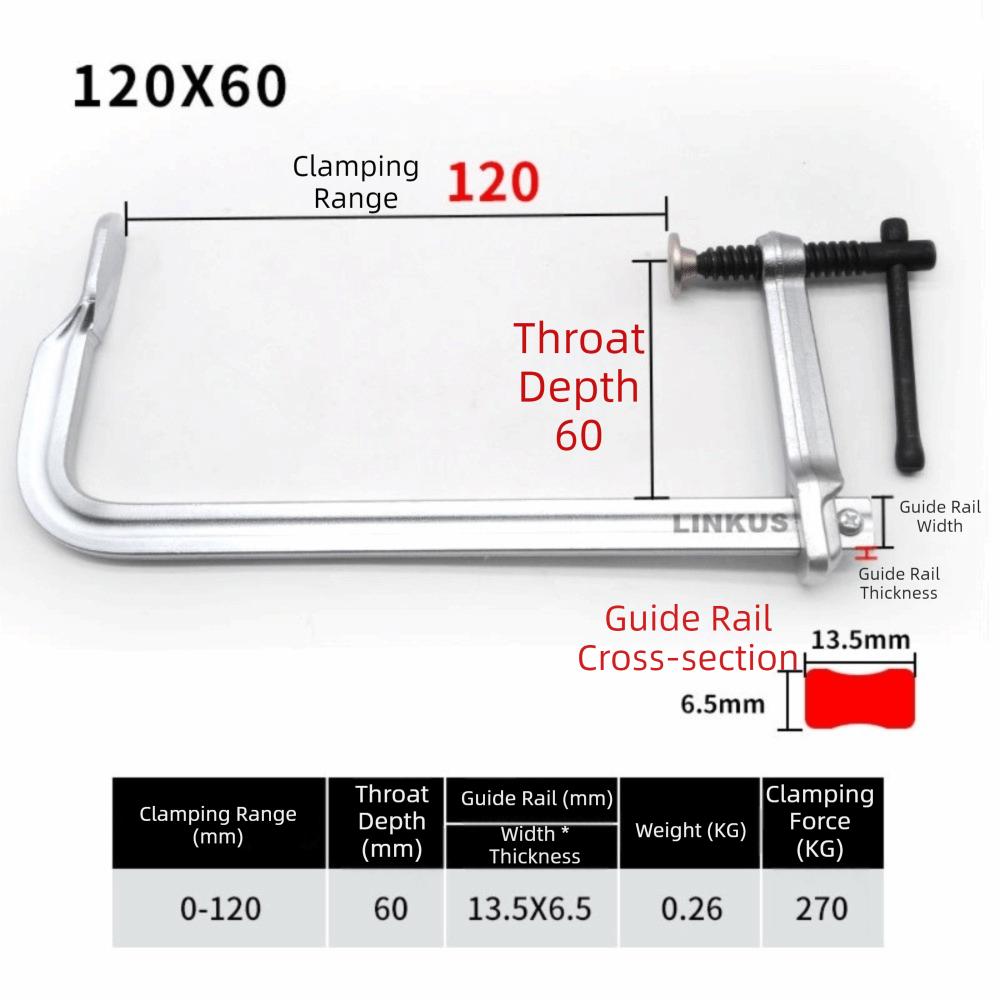 

Heavy Duty F Clamp DIY Wood Clamping Durable Bar Clip Clamp for Woodworking 120×60