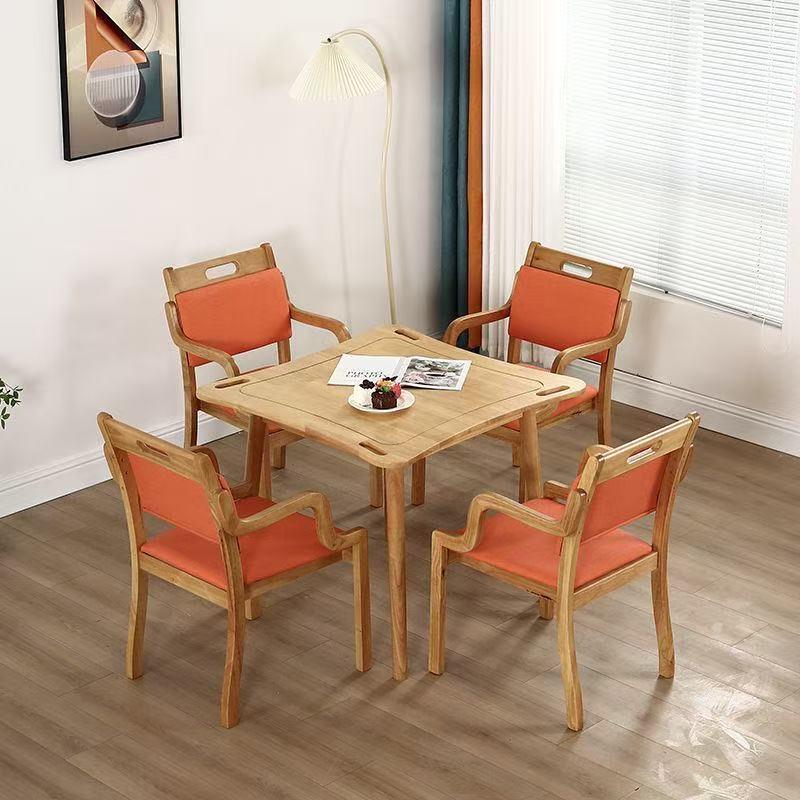 Elderly-Friendly Solid Wood Dining Table & Chair Set for Nursing Homes and Rehabilitation Centers