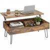 Rectangular Wooden Coffee Table with Large Hidden Storage, Adjustable Height, 95 X 50 X 40 Cm, Rustic Brown