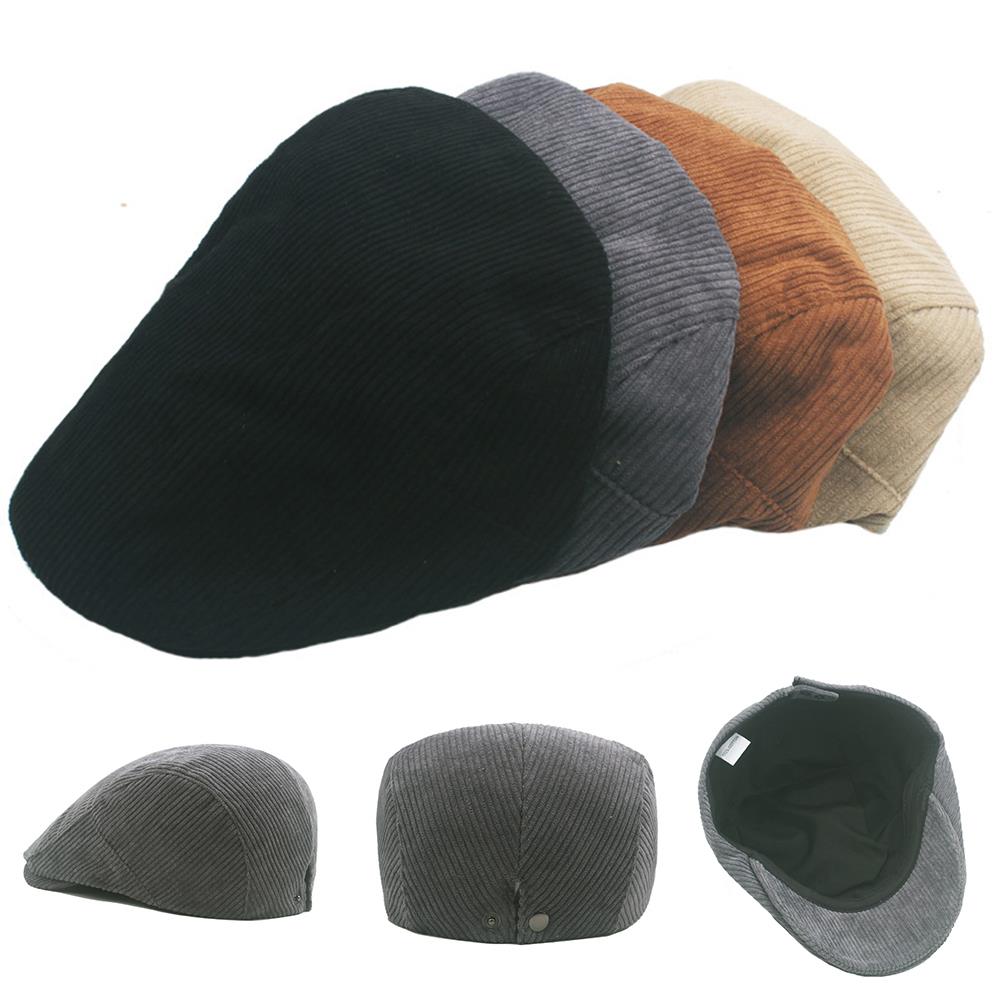 Solid Color Corduroy Newsboy Caps Fashion Flat Adjustable Blinders Hat Retro Unisex Adjustable Warm Cold Resistant Berets