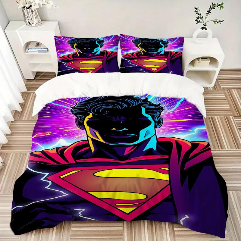 3pcs Superman Cover Set,Soft Comfortable Duvet Cover,Guest Room (1*Duvet Cover + 2*Pillowcases, Without Core) yy251024101