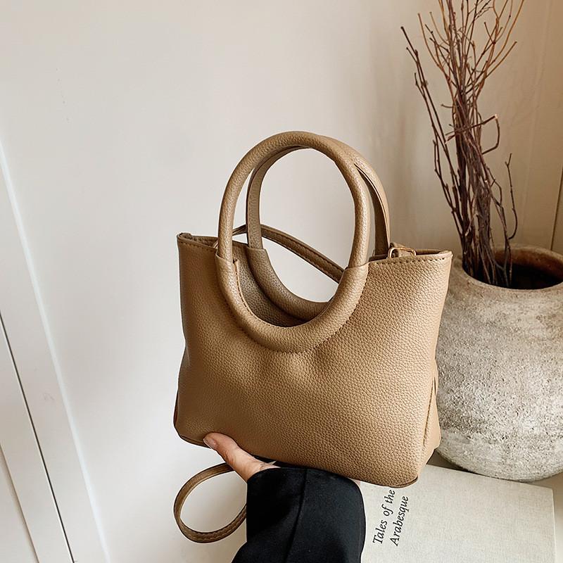 Fashionable Pu Bucket Bag Women's Stylish Casual Crossbody Bag In Black Brown Khaki White