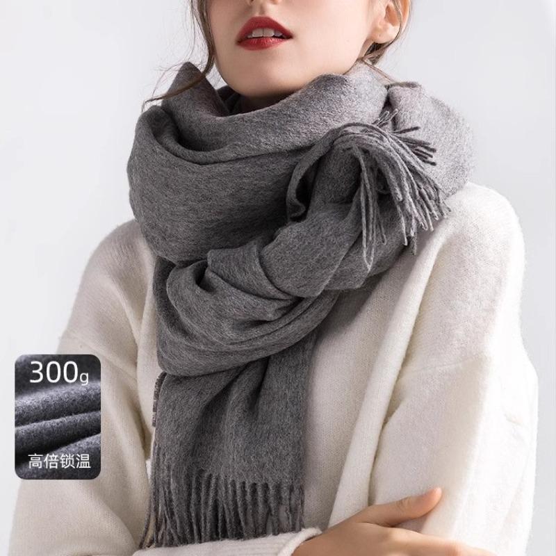 Scarf dual-purpose women's autumn and winter high-end imitation cashmere shawl with a classic solid color warm scarf