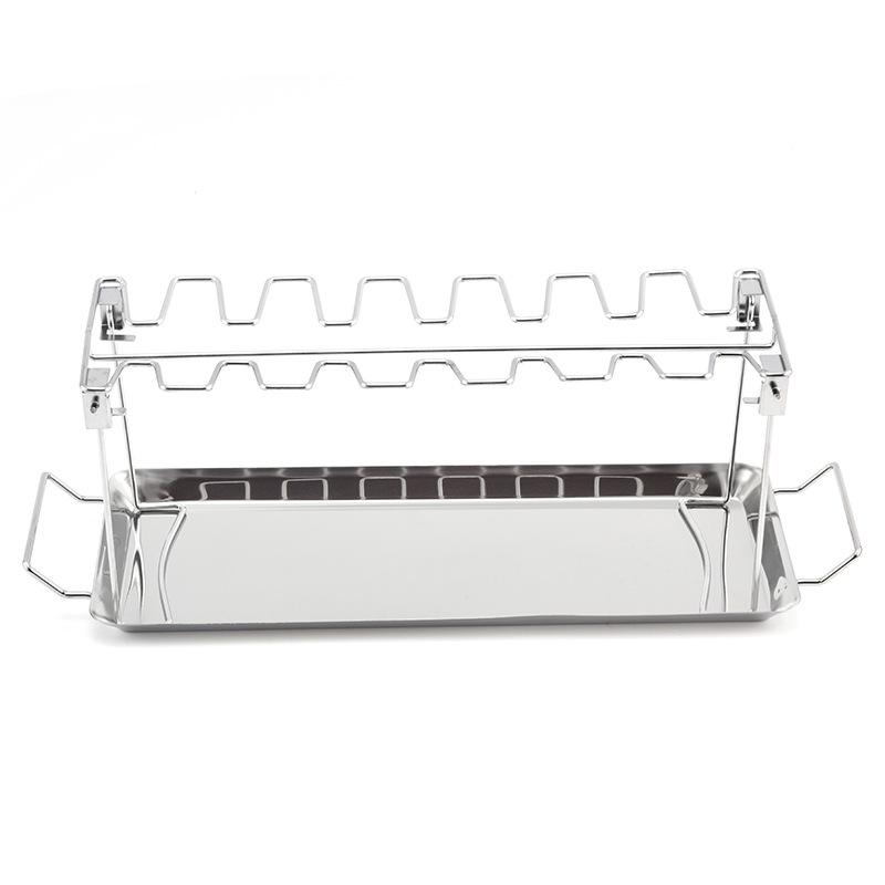 14-Section Stainless Steel Foldable Chicken Leg Roaster for Outdoor BBQ Grill