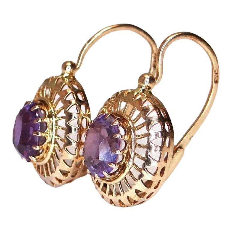 Chenrui Zircon Gem Flower Multi-layer Retro Earrings