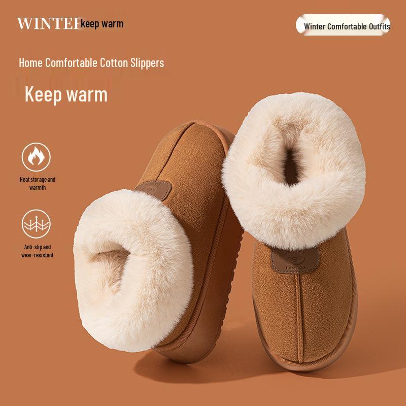 Women's Thick-Soled Winter Cotton Snow Boots & Slippers - Warm, Velvet, Closed-Toe for Outdoor & Home Wear