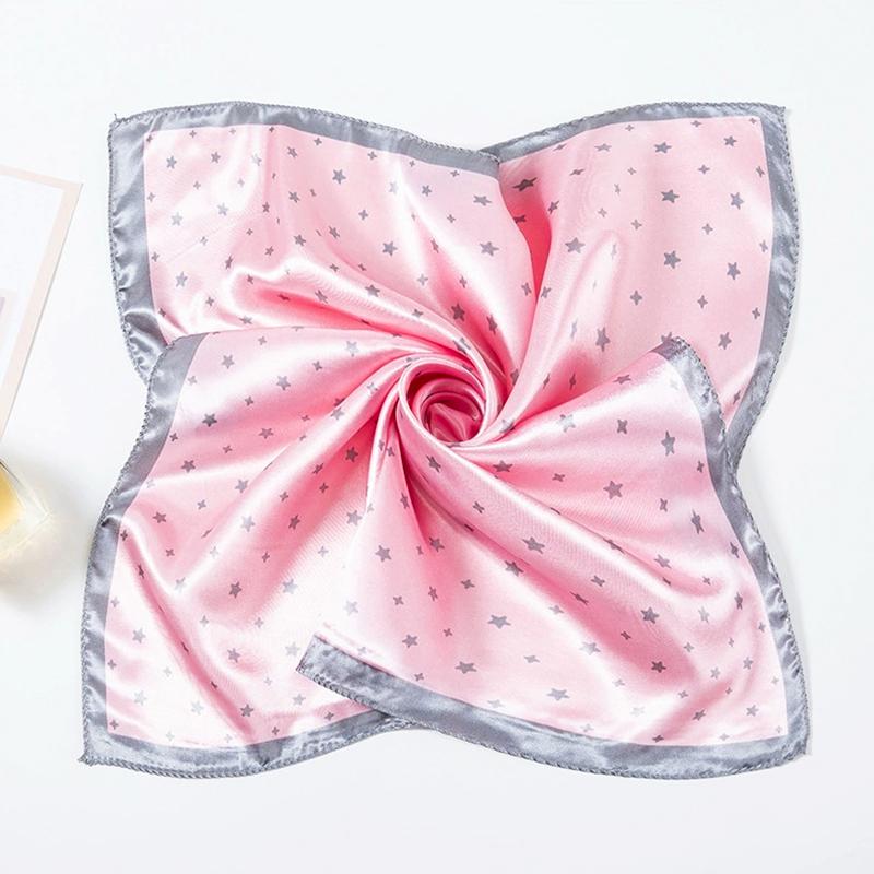 1 Peça Bandana Comissários de Bordo 50x50CM Moda Poliéster Elegante Lenços Quadrados Hijab Femininos