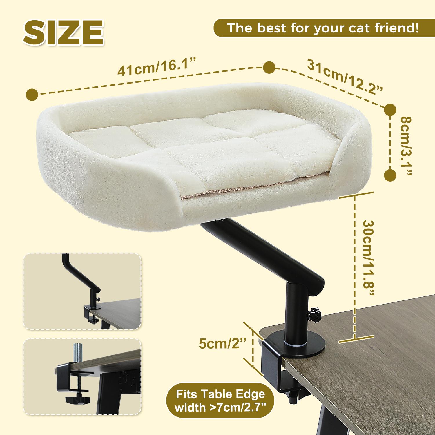 

Cat Desk Bed, 360 Rotatable Cat Bed Stand for Indoor Cats, Adjustable Cat Basket, Cats Hammock for Table, Soft Cat Bed for Desk M