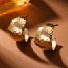 Women Exaggerated Hollow C Shaped Large Circle S925 Silver Needle Metal Earrings