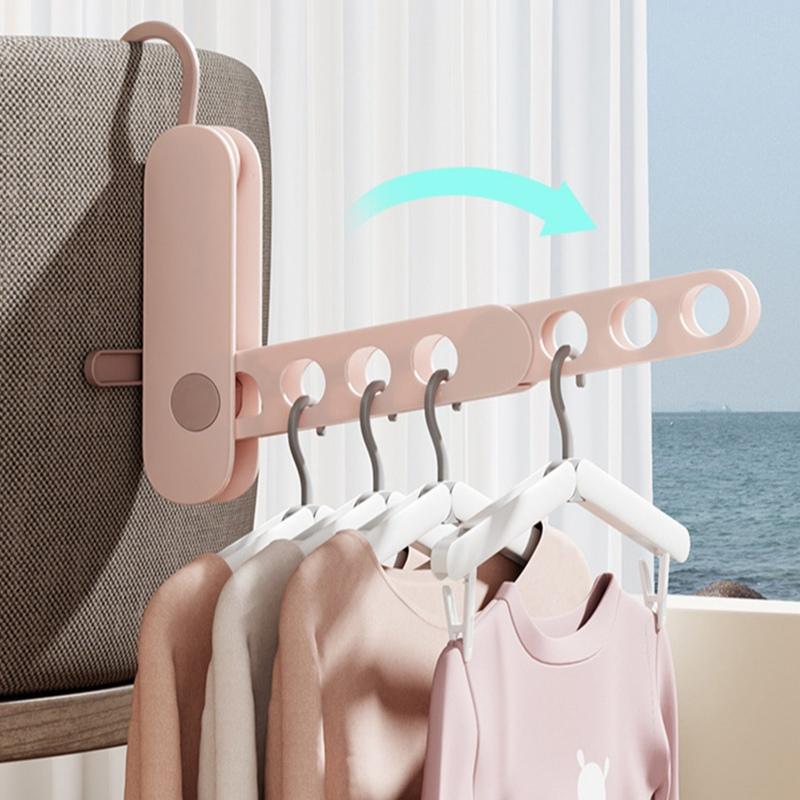 Portable Foldable Clothes Hanger with 7 Holes Multi-functional Drying Rack for Travel Hotel Business Trip Lightweight Space Saving Organizer