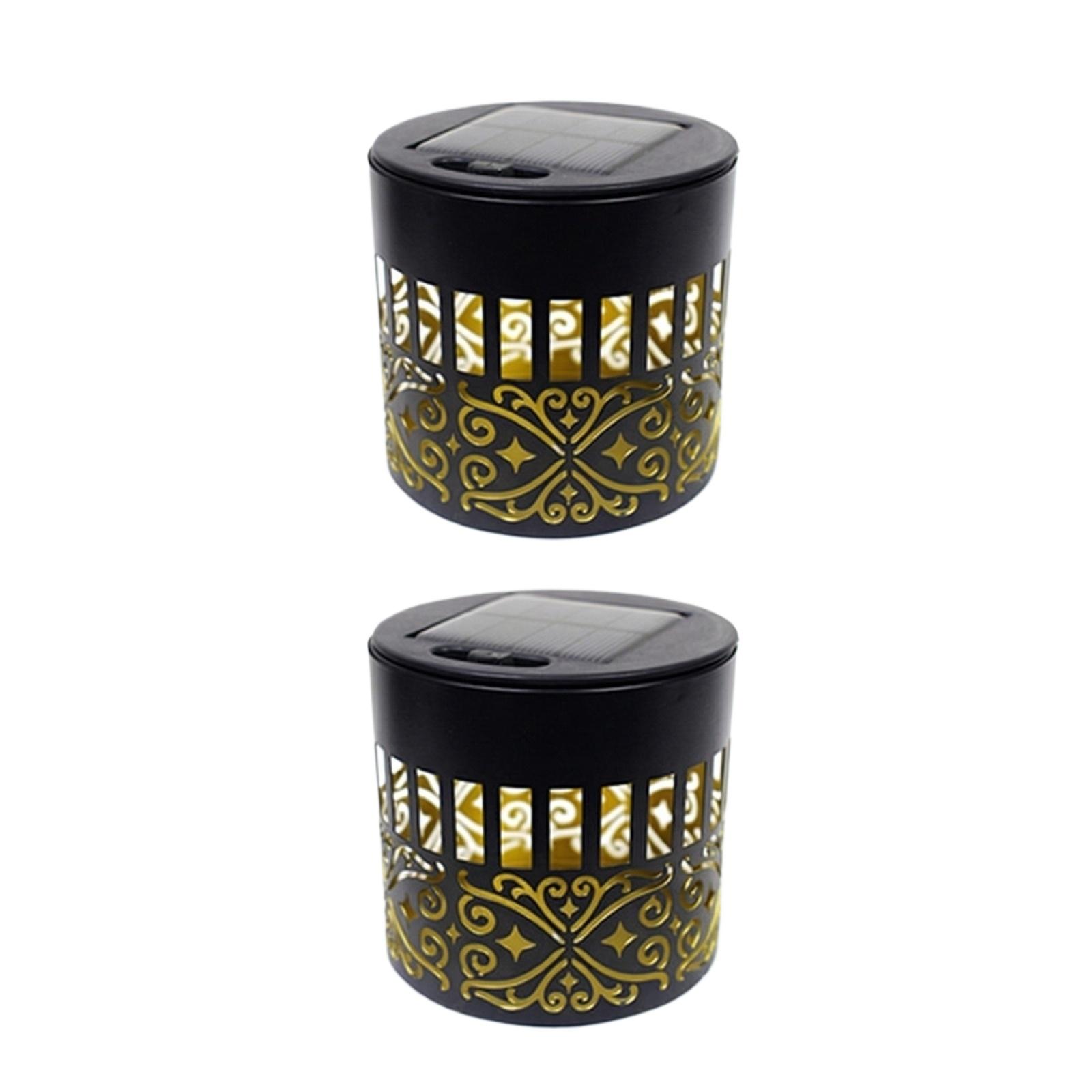 

Solar Powered Outdoor Decorative Lanterns Set of 2 with Cutout Pattern for Garden Patio Pathway Tabletop Yard Use One Size