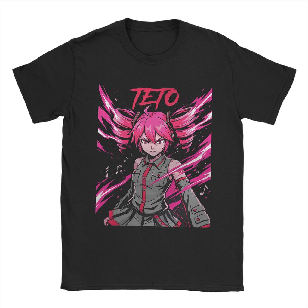 Unisex Unisexs Kasane Teto Cartoon Anime T-Shirt Virtuelle Idole 100% Baumwolle Oberteile Einzigartig Kurzarm Rundhals T-Shirts Geschenk T-Shirt