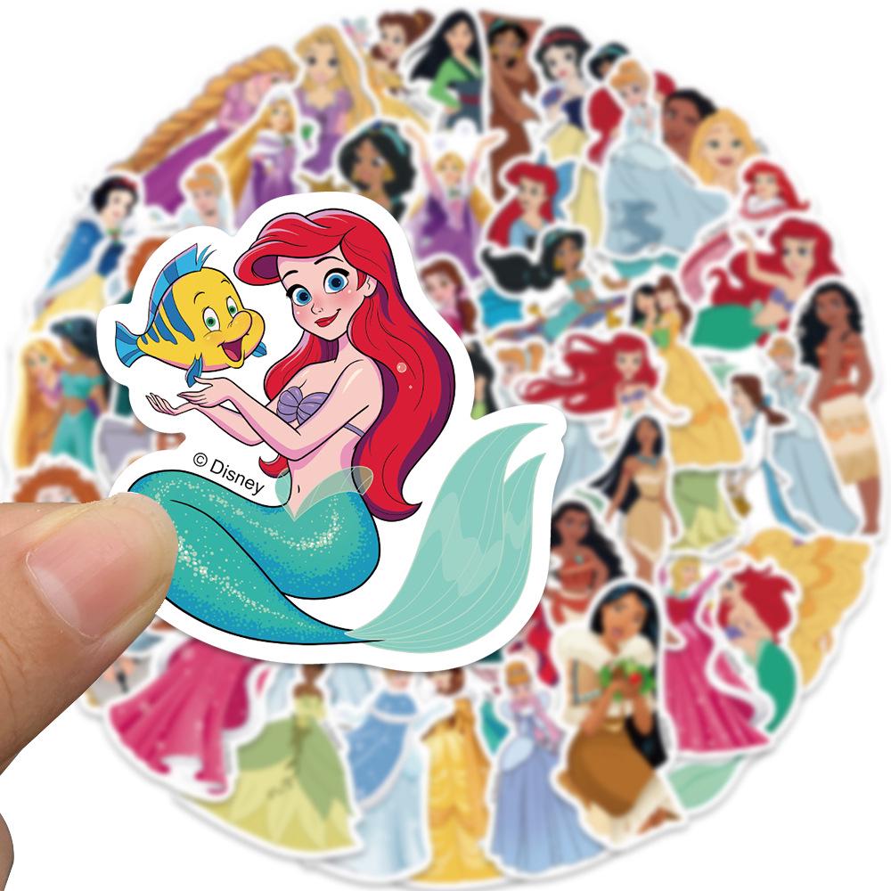 52 Authentic Disney Princess Graffiti Stickers for Decorating Phones and Luggage - Waterproof