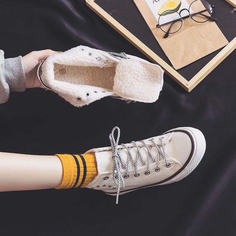 Canvas shoes women's spring and autumn leopard print trend Korean version of campus sports shoes thick-soled high street muffin bottom thick-soled ins