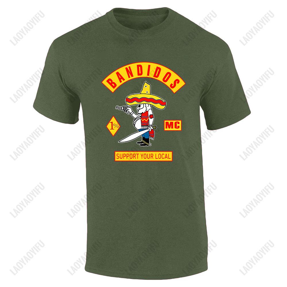 2024 Banddidos Motorcycle Club O Collar Men's T-shirt High Quality Cotton Black Tee Summer Short Sleeved Fashion Street Top