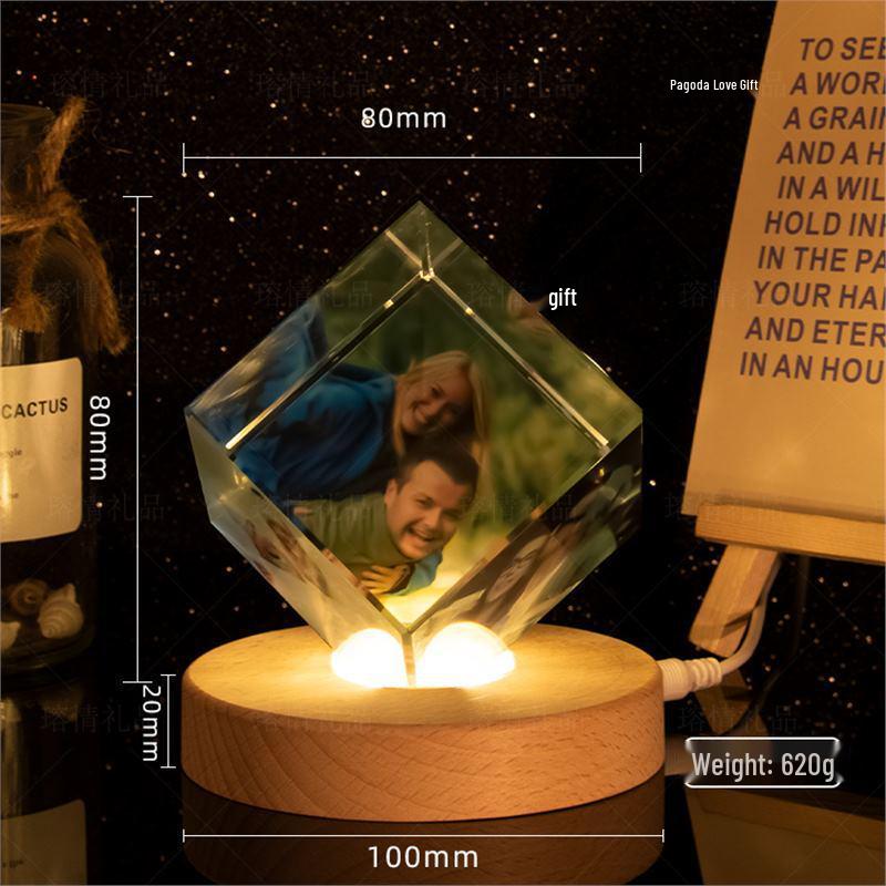 3D Crystal Engraved Photo Ornaments for Couples - Creative Festival Gifts