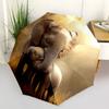 1pc Elephant Family In Golden Light Umbrella with Plastic Handle,Compact & Stylish,Suitable for All Seasons Ptys26008