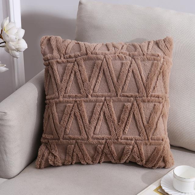 Latest 45x45cm Plush-touch Throw Pillow Covers Solid Color Square Bolster Wool Pillow Case For Sofa Bedroom Car Cusihion Cover Decorative