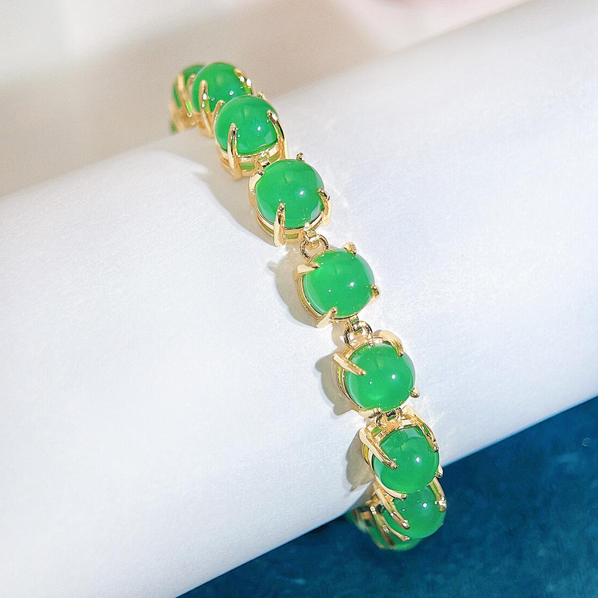 

CMM Bohemian Retro Ethnic Emerald Color Ruby Color Zirconia Tennis Bracelet Womens Party Hand Jewelry Accessories изумрудный