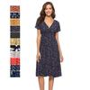 Spring Bohemian Chiffon V-Neck Short-Sleeve Beach Dress with European and American Prints