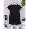 2025 New Summer Fashion Children's Suit Crew Neck T-shirt Casual Short Sleeve T-shirt + Shorts Beach Shorts Quick Drying Suit