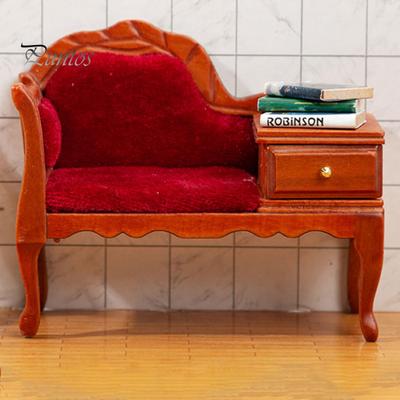 Puppenhaus-Sofa, breite Anwendung, entzückendes Puppenhaus-Möbelsofa aus Holz mit Schublade für 1/12 Puppenhaus