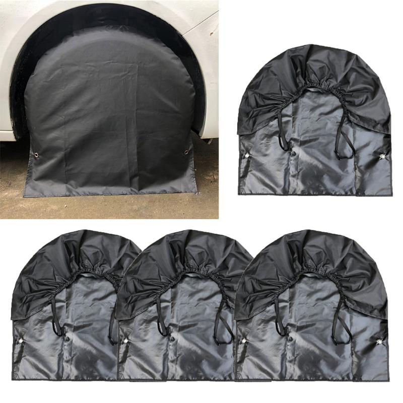 Tire Cover Trailer RV Black Waterproof UV Weather Resistant Car Tires Storage Bag RV Wheel Protector Oxford Cloth