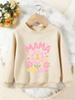 Unisex Kids Crewneck Sweatshirt, Cute Pink Mama Flower Heart Print Pullover, Boys Girls Mother's Day Casual Sweatshirt For Kids Over 4 Years Old