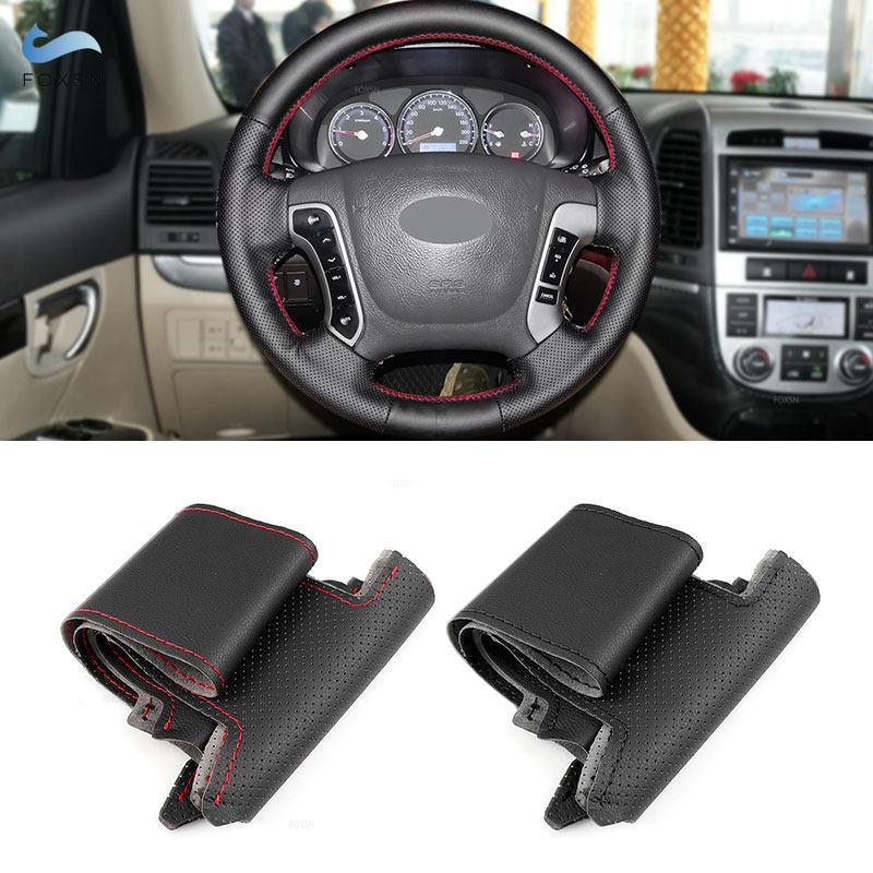 Für Hyundai Santa Fe 2006 2007 2008 2009 2010 2011 2012 Handgenähter Auto-Innenraum Lenkradbezug Perforierte Lederverkleidung