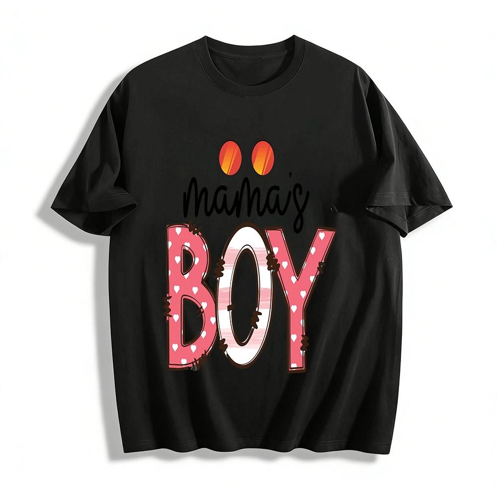 

Mama s Boy Heart Print Casual Tee For Toddler Boys Cute Top Pure cotton T-shirt XXS