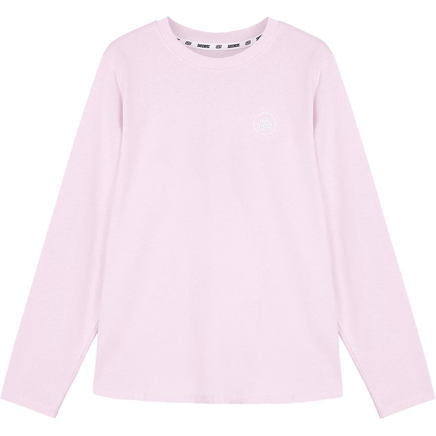 Skechers Loose Comfortable Pure Cotton Dopamine Long Sleeve T-Shirt Women Tops Light-Purple Pink L324W088-00EJ