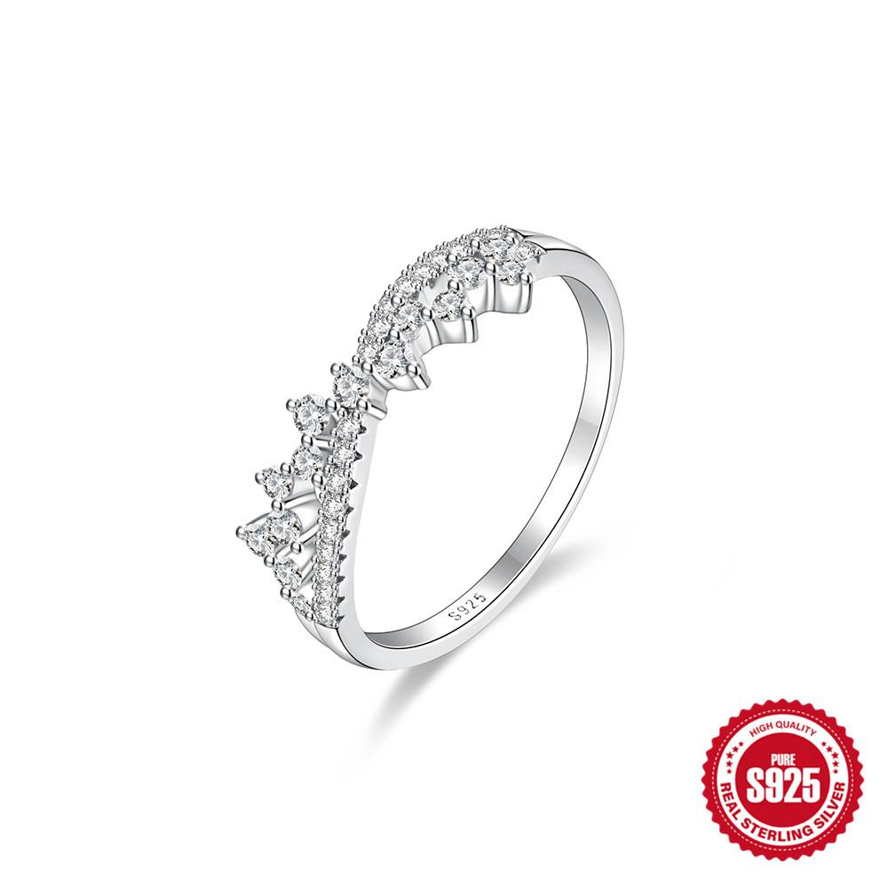 Luxury Premium Gift S925 Sterling Silver Heart Luxury Diamond Enlaid Ladies Wedding Engagement Ring Ring