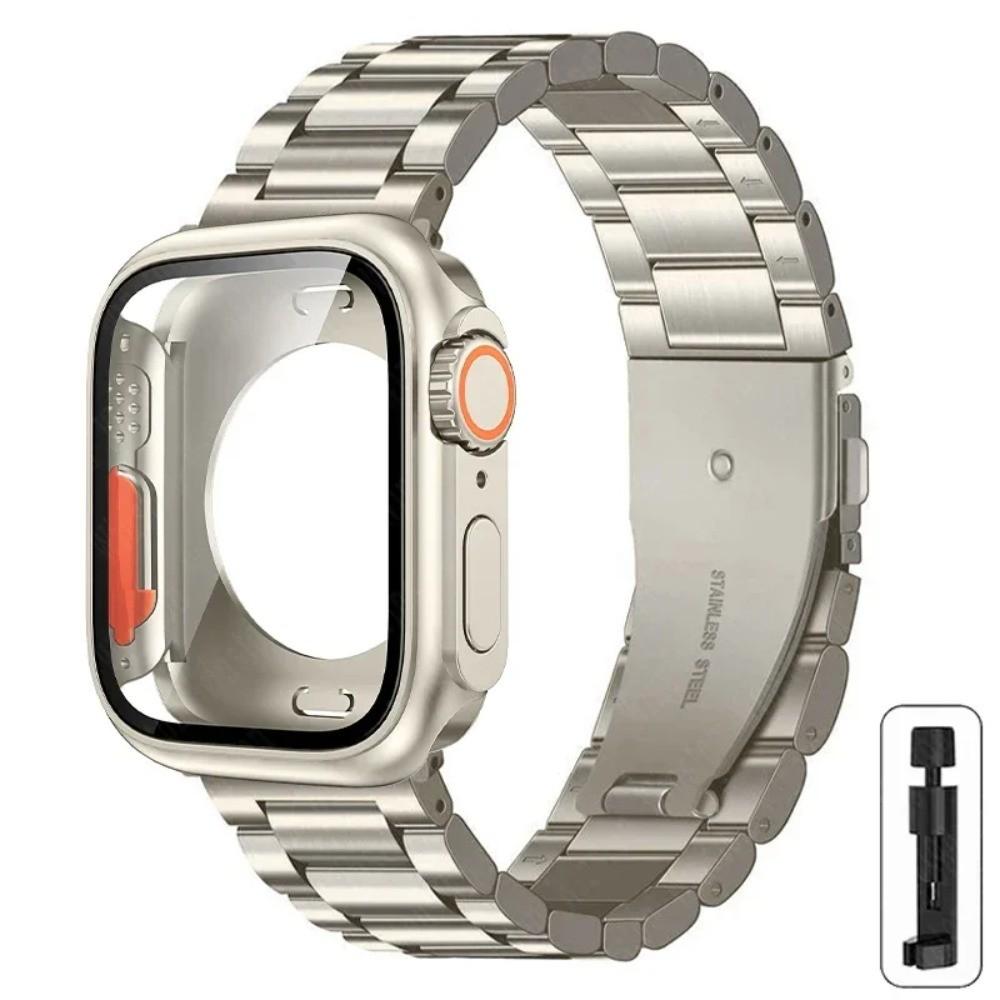 Strap+Case for Apple Watch 11 10 42mm 46mm 9 8 7 41mm 45mm Metal Band PC Case For  iWatch Series 6 5 4 SE 40mm 44mm Watchband