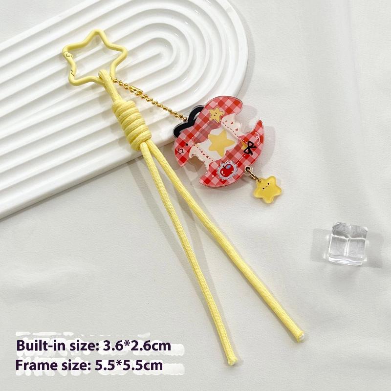 1In Photo Card Holder Cartoon Apple Shaped Photo Album Keychain For Bags Acrylic Charm Kpop Idol Photocard Protector Cover