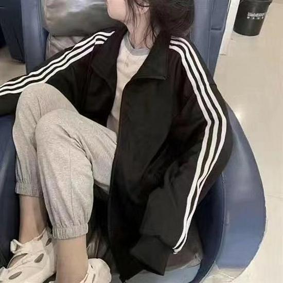 Men's New Arrival Autumn Korean Style Jacket Cardigan Hoodie with Three Stripes, Stand Collar, and Long Sleeves