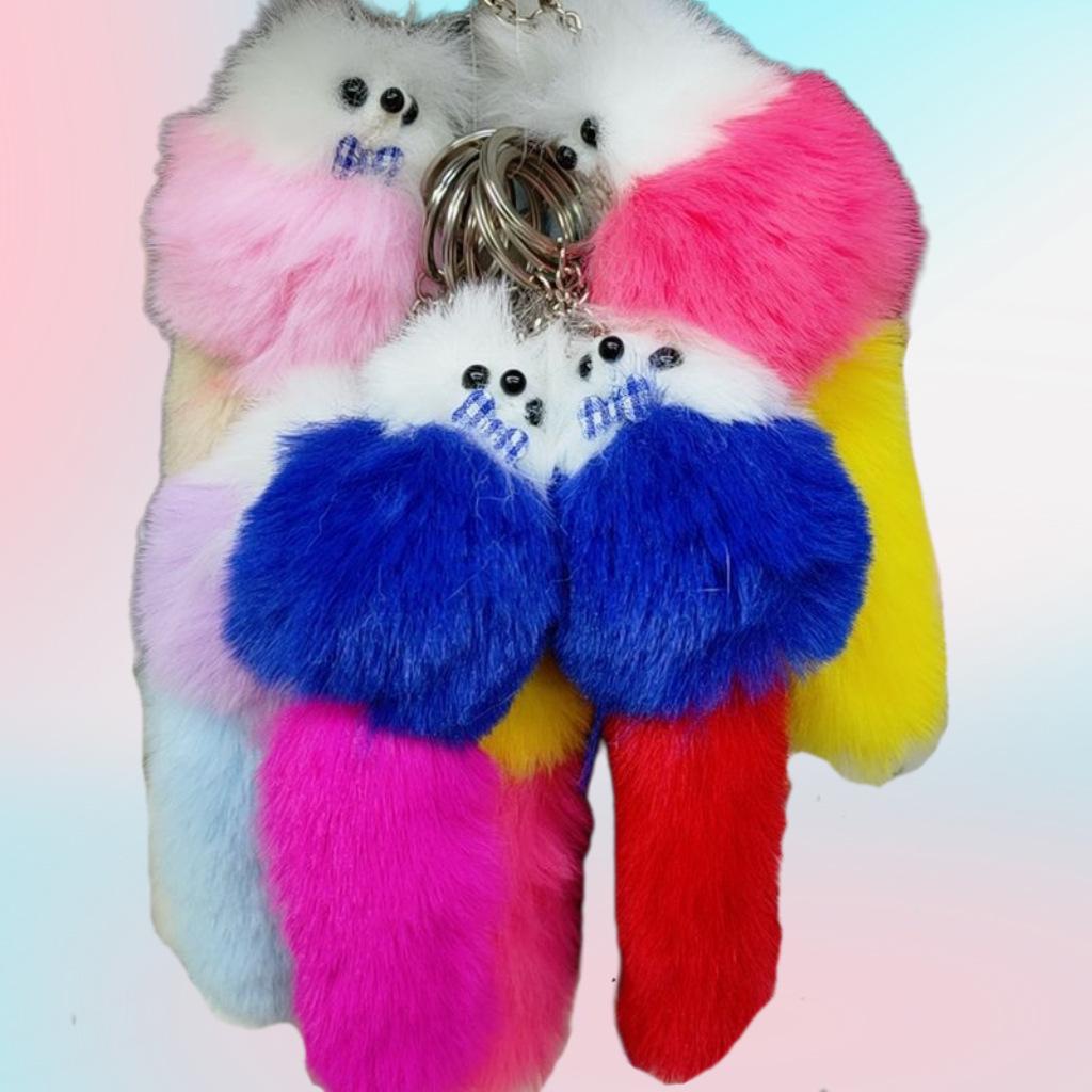 Adorable Fox Pompom Keychain - Women's Bag Charm, Backpack Accessory, and Mobile Phone Pendant