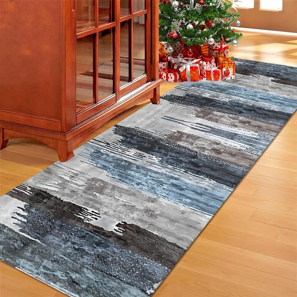 Modern Minimalist Abstract Geometric Runner Rug, Non-Slip Washable Mat for Hallway Entryway Bedroom Sofa Area