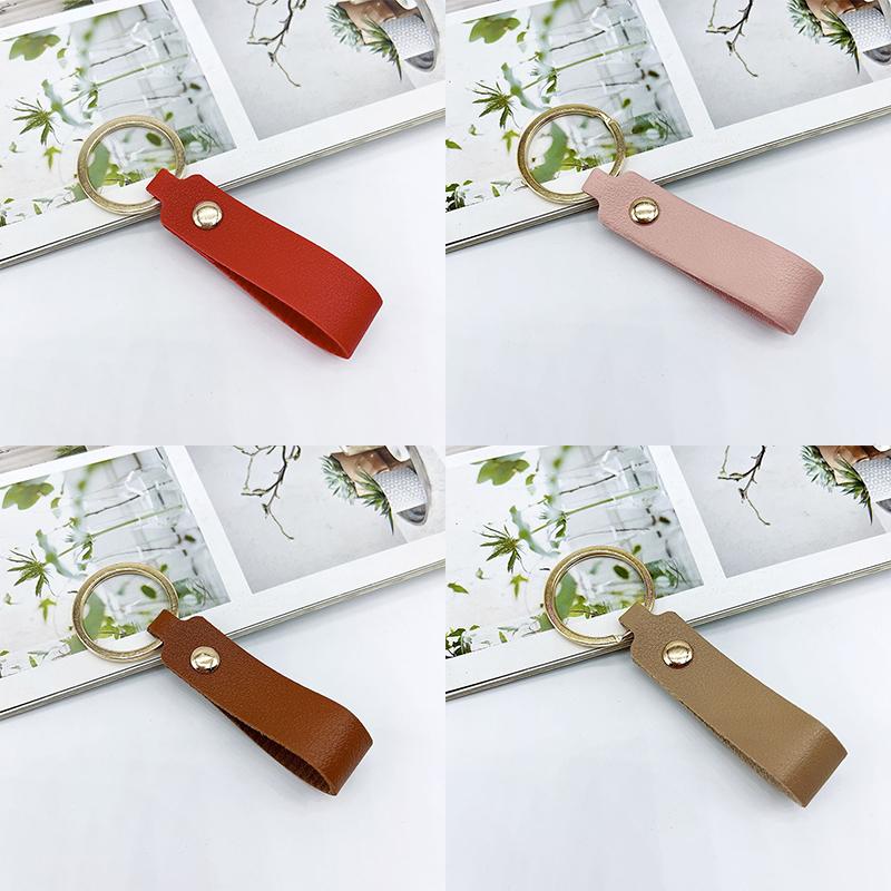 10Pcs New Pu Leather Keychain Simple Versatile Pendant Hand Strap Metal Car Keychain Couple Bag Ornaments