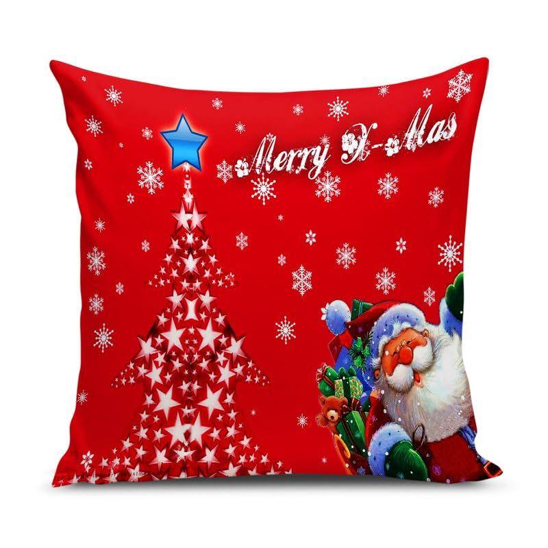 Decorative Printed Merry Christmas Theme Cushion Cover Xmas Decorations for Sofa Living Room Set of 5 12 X 12 Inch Multi