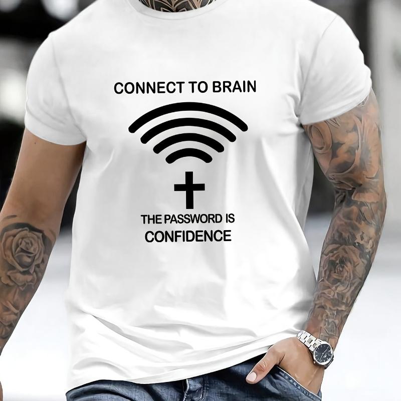 Humor Tech Print T-Shirt Breathable Cool, Comfortable Wear,Daily Casua