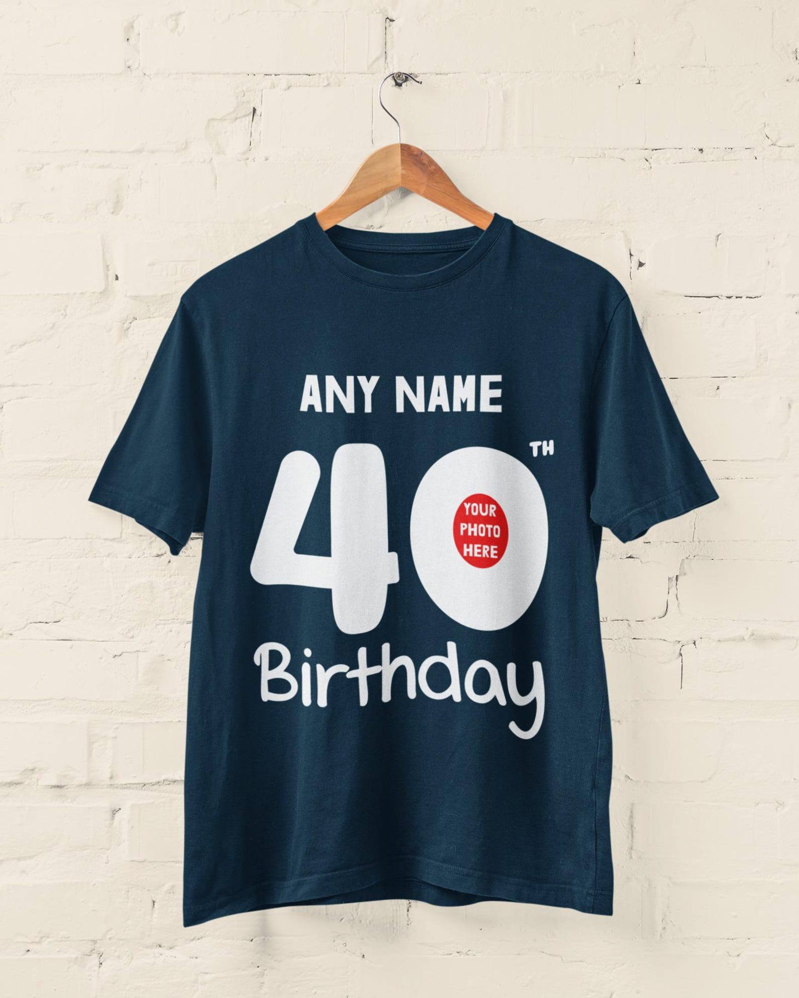 Personalized 40th Birthday T-Shirt: Custom Name & Photo Tee S