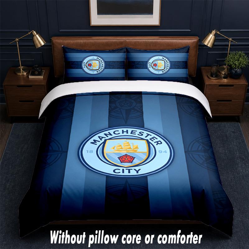 Manchester City Design Bed Bedding Set 1 Duvet Cover + 2 Pillowcases Soft Breathable Household Bed Linens