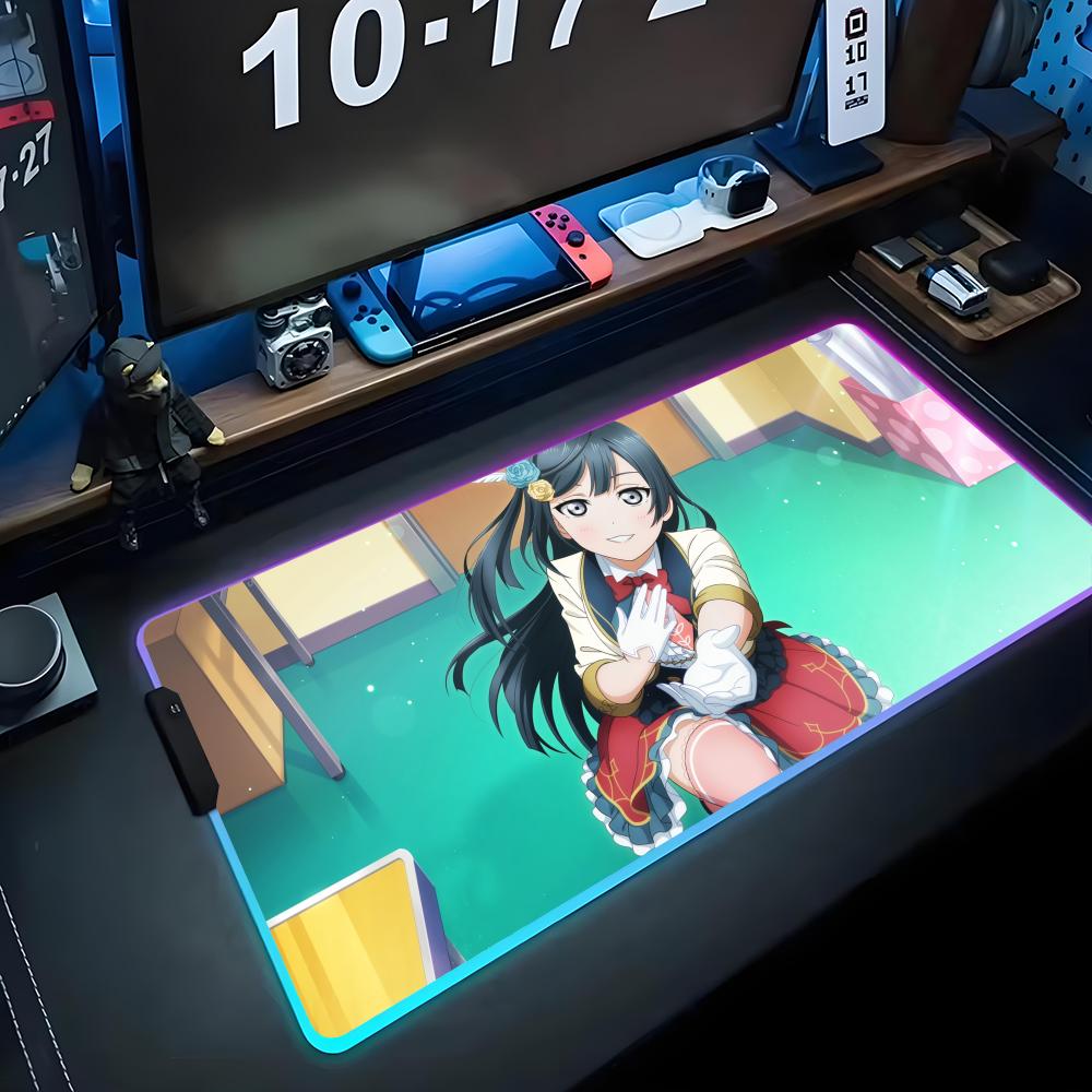

setsuna yuki Mouse Pad RGB Gaming Mousepad Big LED Pad PC Desk Mat Luminous Mouse Pad Large Keyboard Mats Table Rug With Backlit RGB600x300x3mm