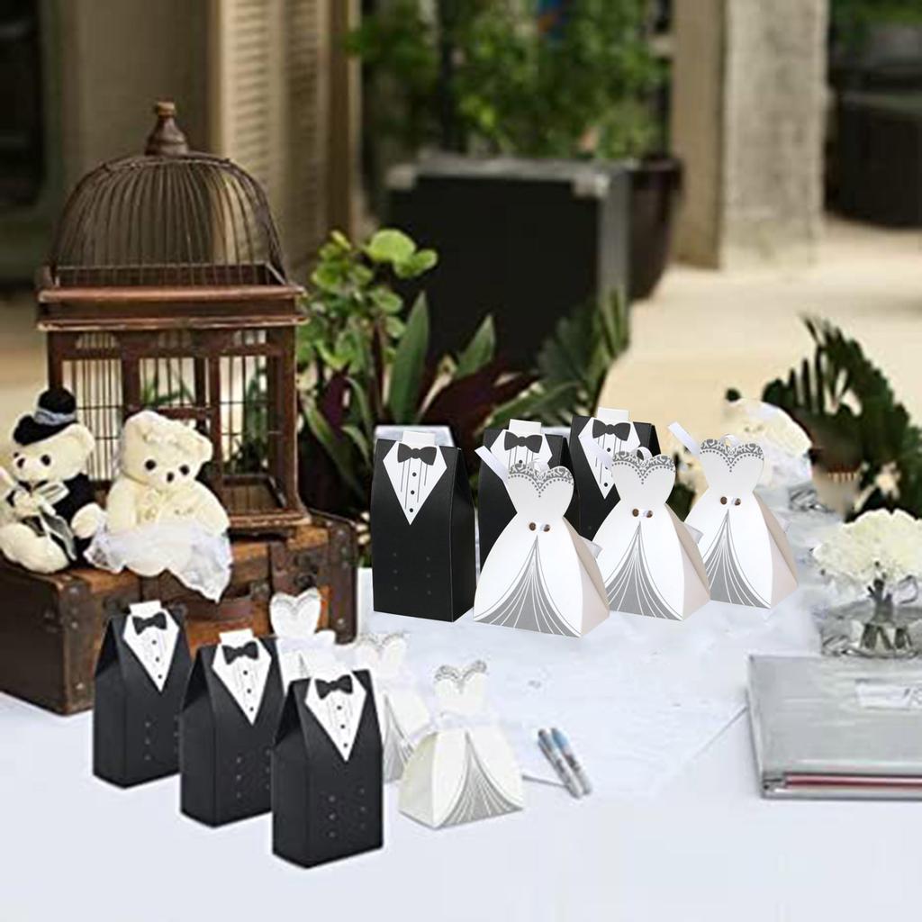 Europäischen Stil Candy Boxen Candy Storege Taschen 50Sets 100PCS Smoking Hochzeit Kleid Muster für Hochzeiten