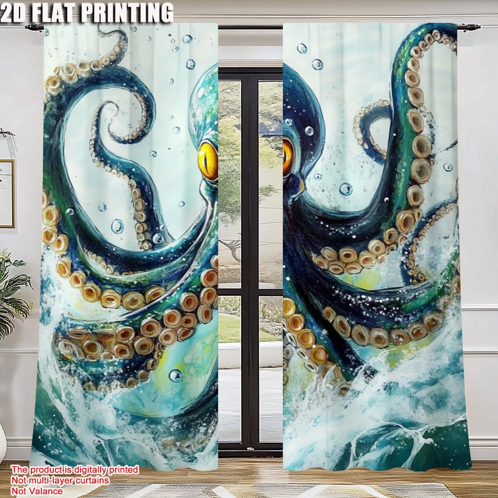 2pc     Party Curtain Octopus Versatile Polyester Fabric  Without Electricity Spring Party & Holiday Decor Use for Holiday Home